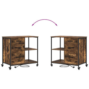 Skåp med laddstation Rökt ek 76 x 41 x 72 cm Konstruerat trä