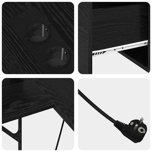 Skrivbord med låda Svart Ek 182 x 101 x 87,5 cm Konstruerat trä