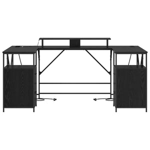 Skrivbord med låda Svart Ek 182 x 101 x 87,5 cm Konstruerat trä