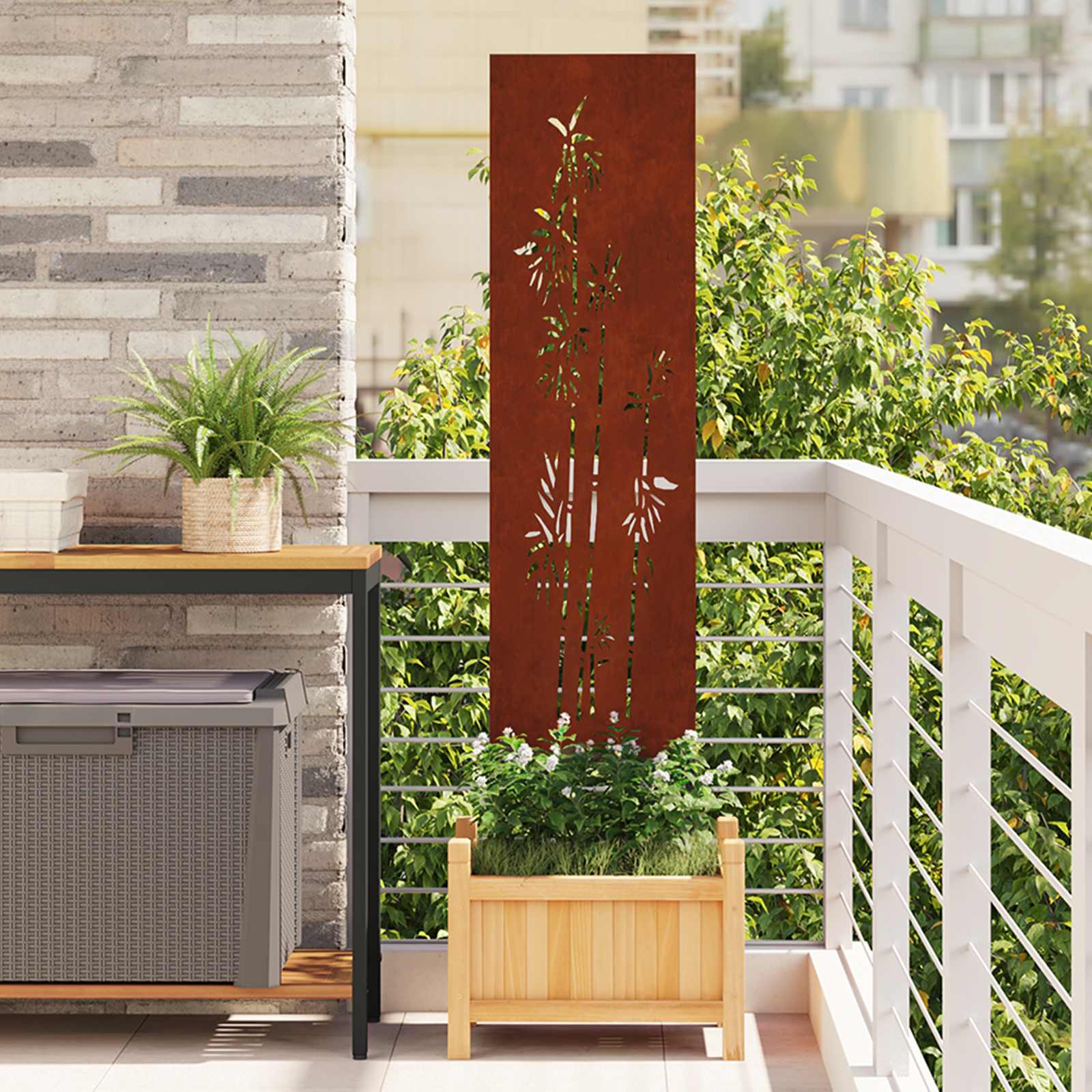 Trädgårds integritetsskärm Rostig 32 x 140 cm cortenstål