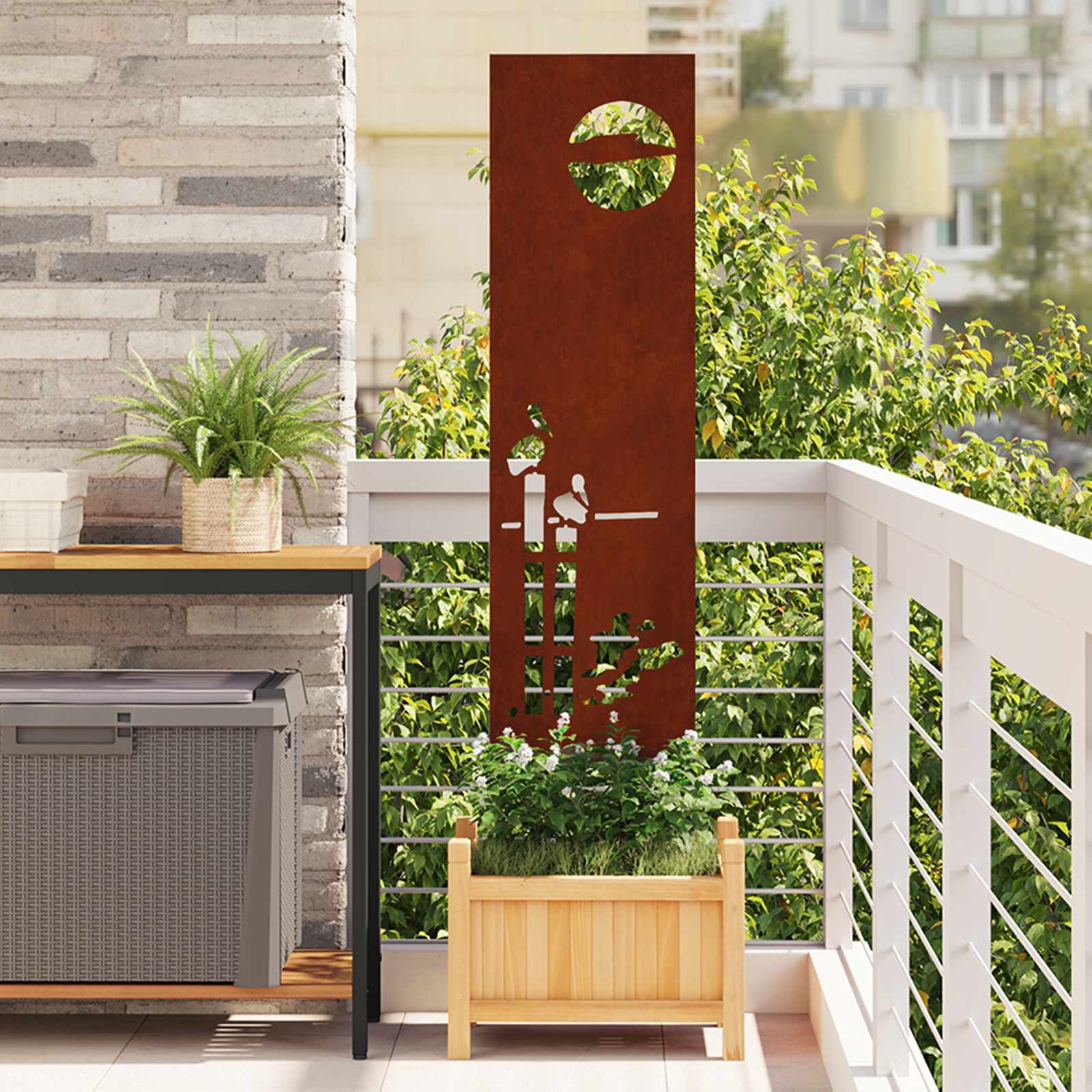 Trädgårds integritetsskärm Fiskfjäll Rostig 32 x 140 cm