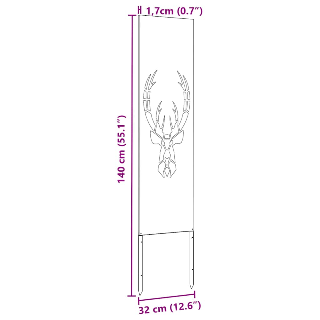 Trädgårds integritetsskärm Svart 32 x 140 cm Kallvalsat stål