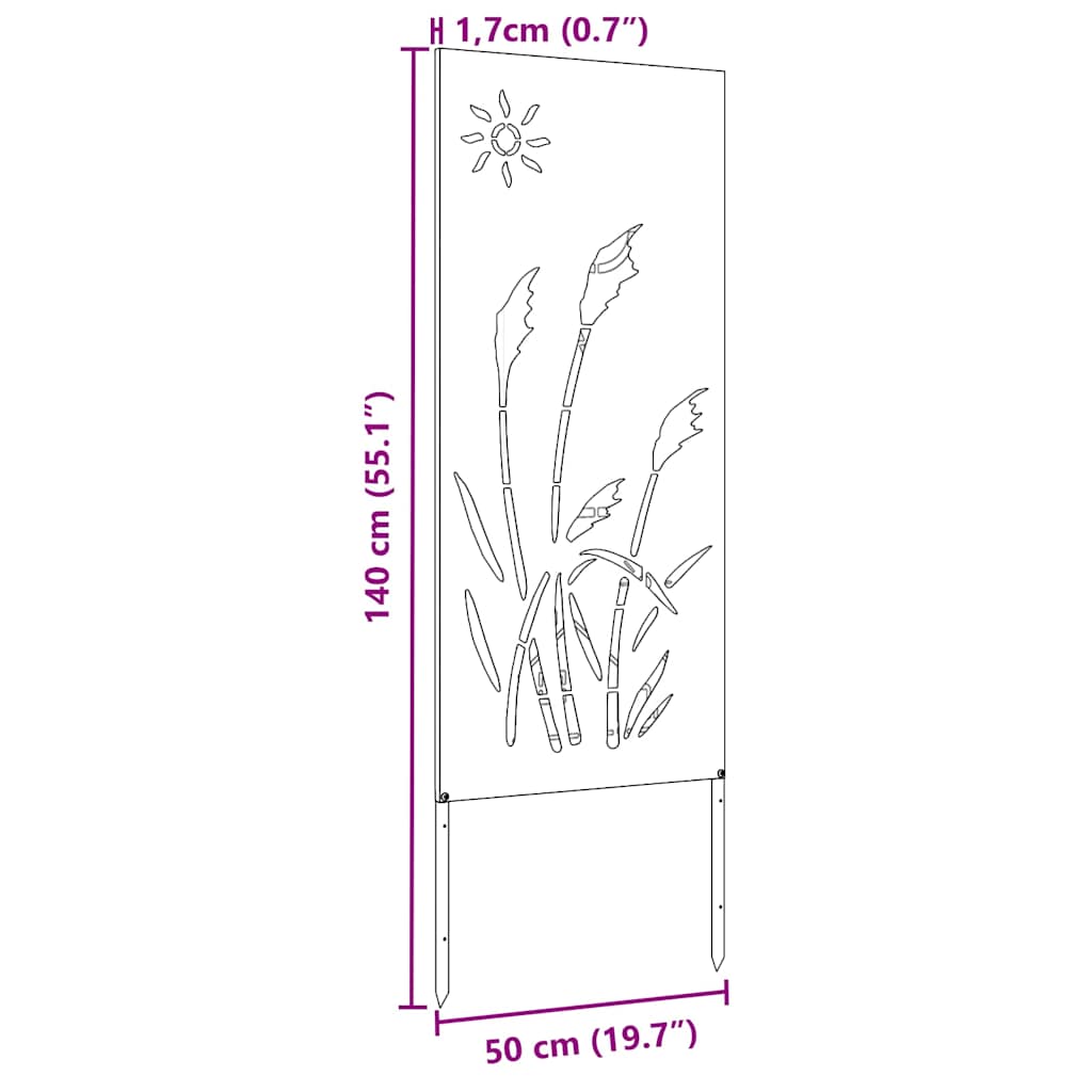 Trädgårds integritetsskärm Svart 50 x 140 cm Kallvalsat stål