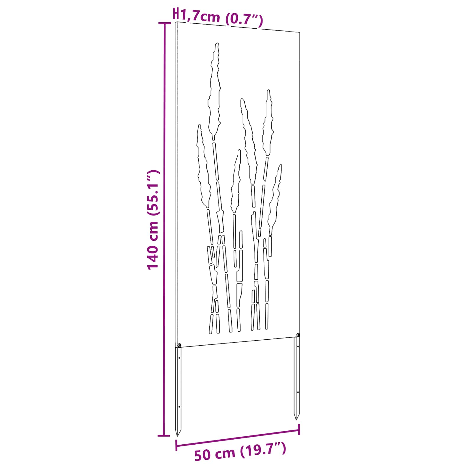 Trädgårds integritetsskärm Svart 50 x 140 cm Kallvalsat stål
