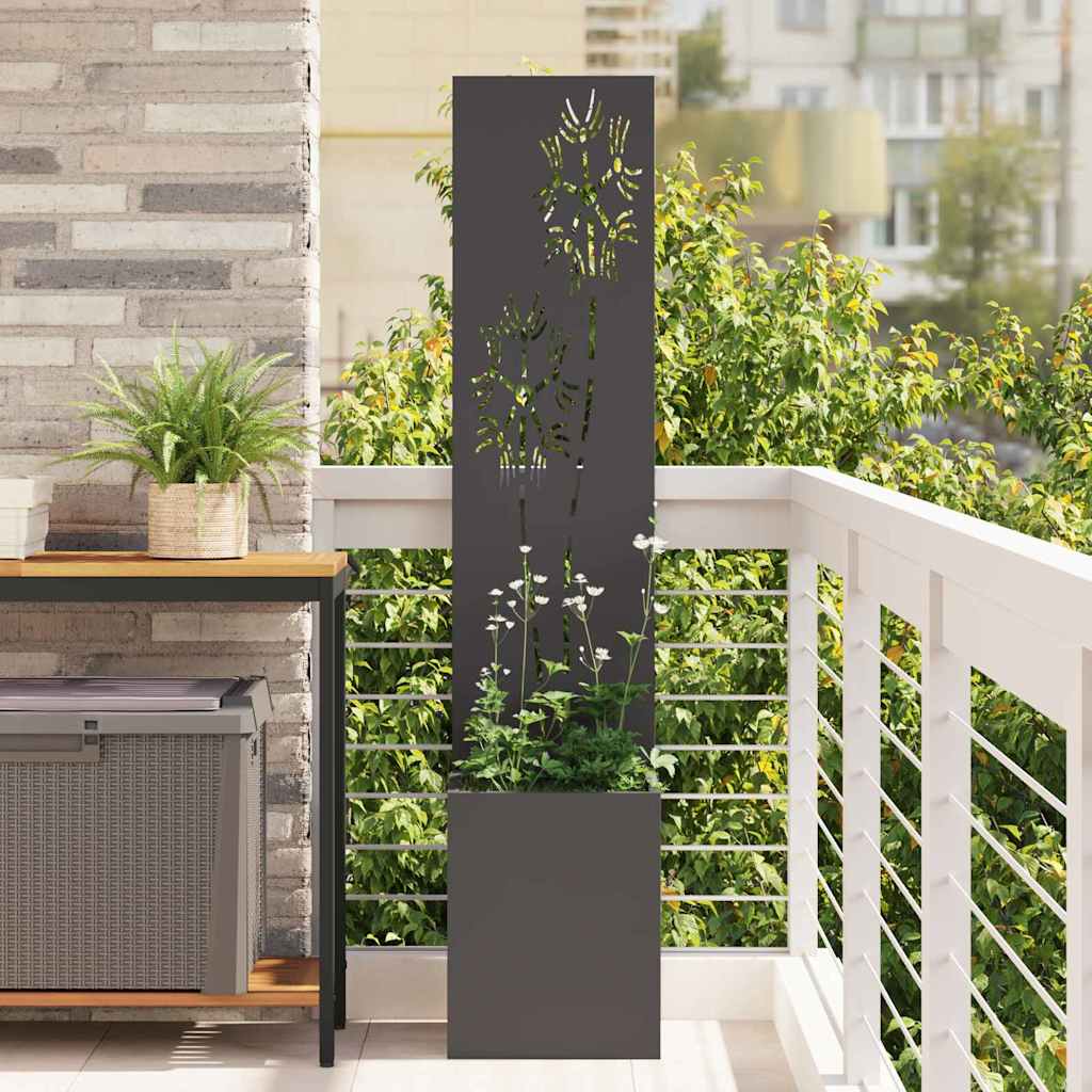Trädgårds integritetsskärm Blommor Svart 32 x 32 x 150 cm