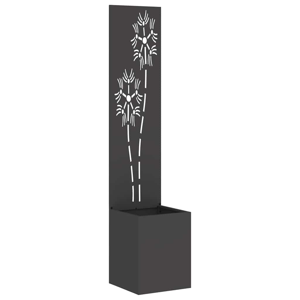 Trädgårds integritetsskärm Blommor Svart 32 x 32 x 150 cm