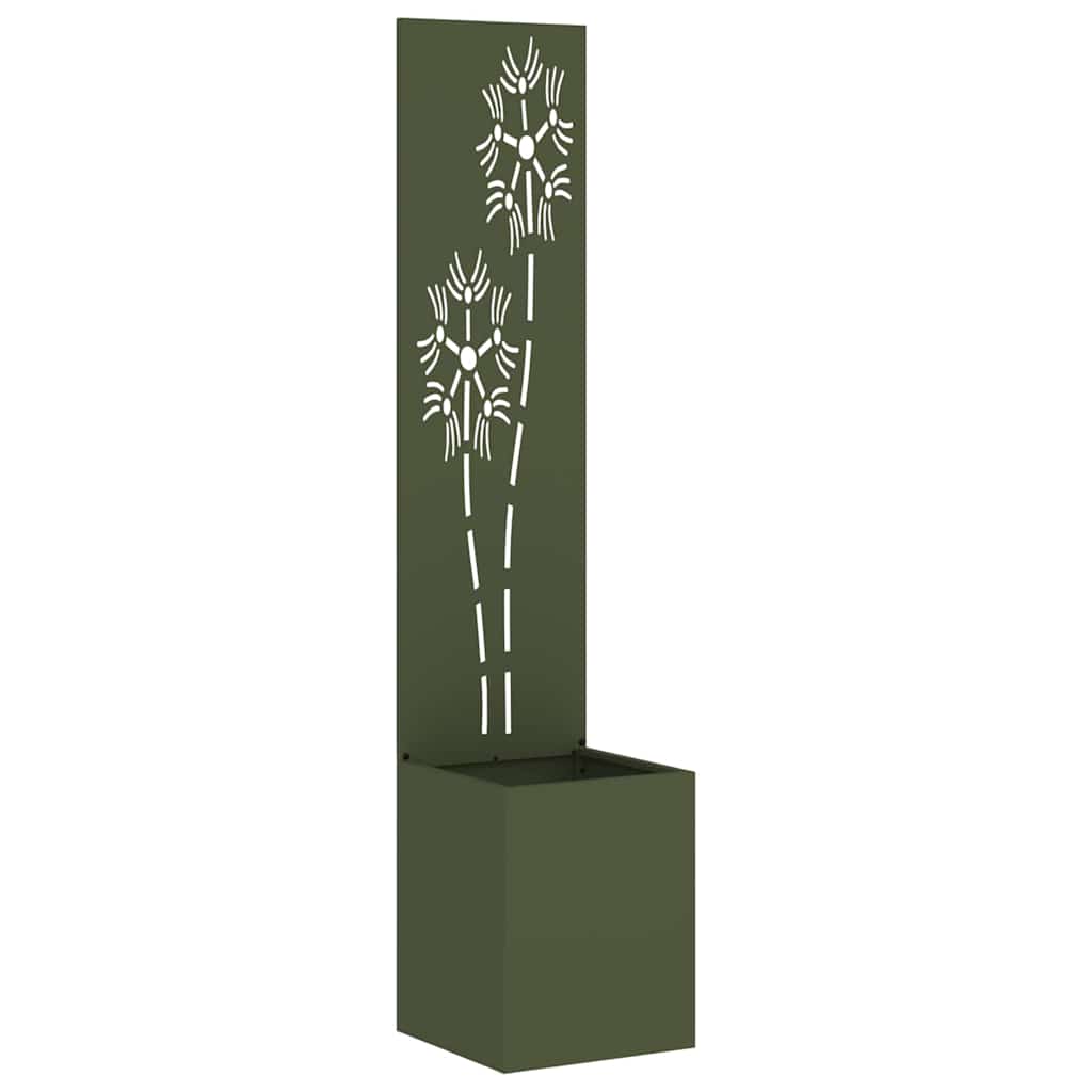 Trädgårds integritetsskärm Blommor Olivgrön 32 x 32 x 150 cm