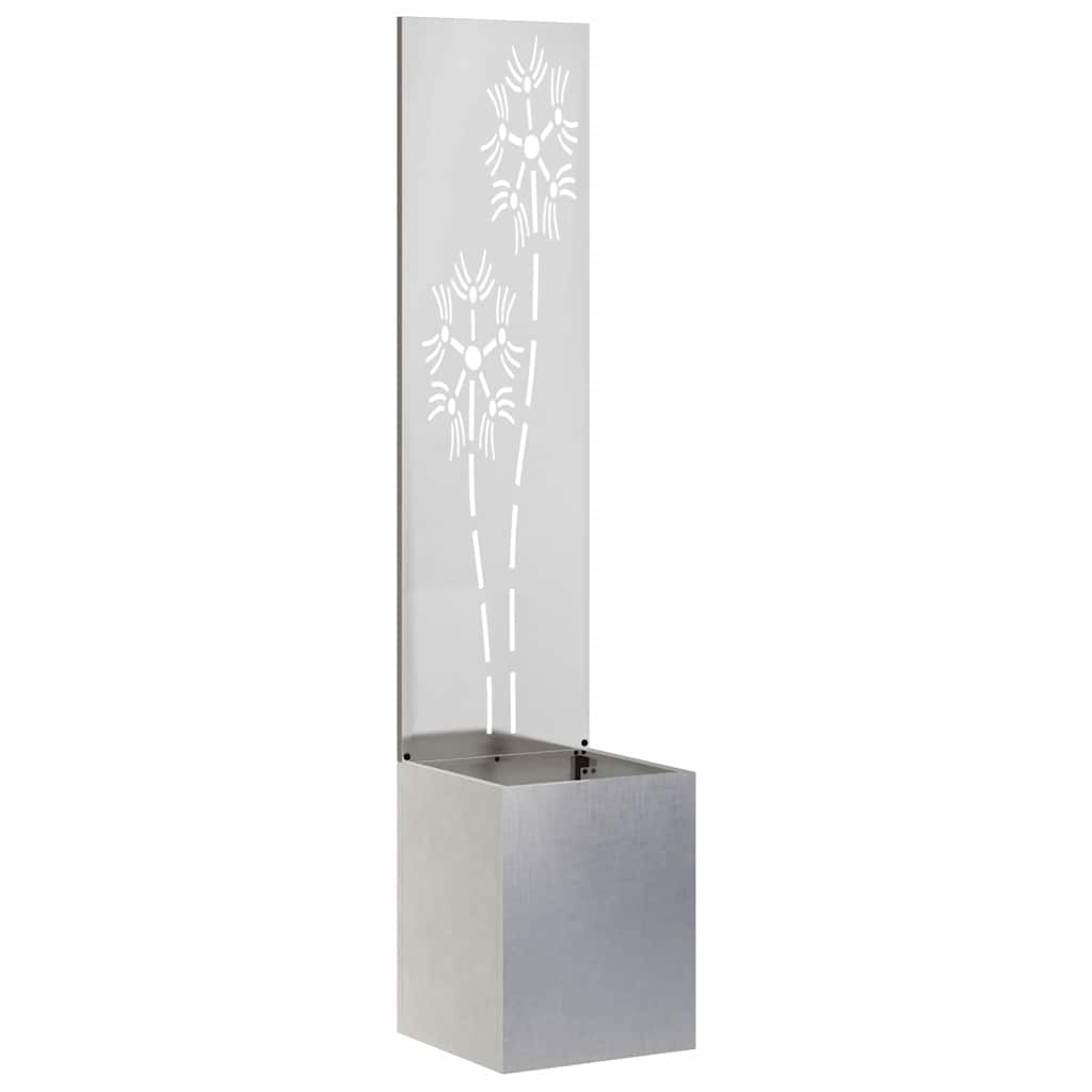 Trädgårds integritetsskärm Blommor Silver 32 x 32 x 150 cm