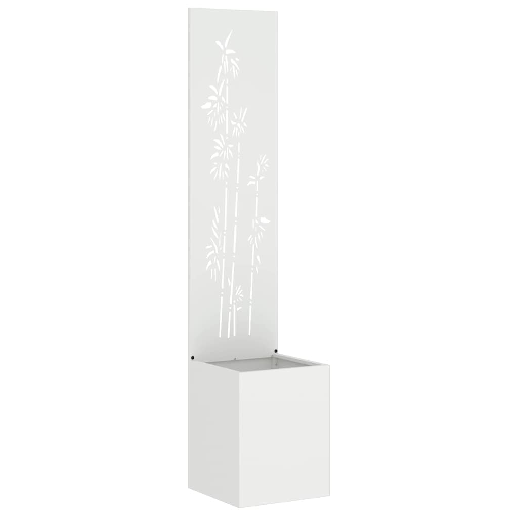 Trädgårds integritetsskärm Vit 32 x 32 x 150 cm Kallvalsat stål