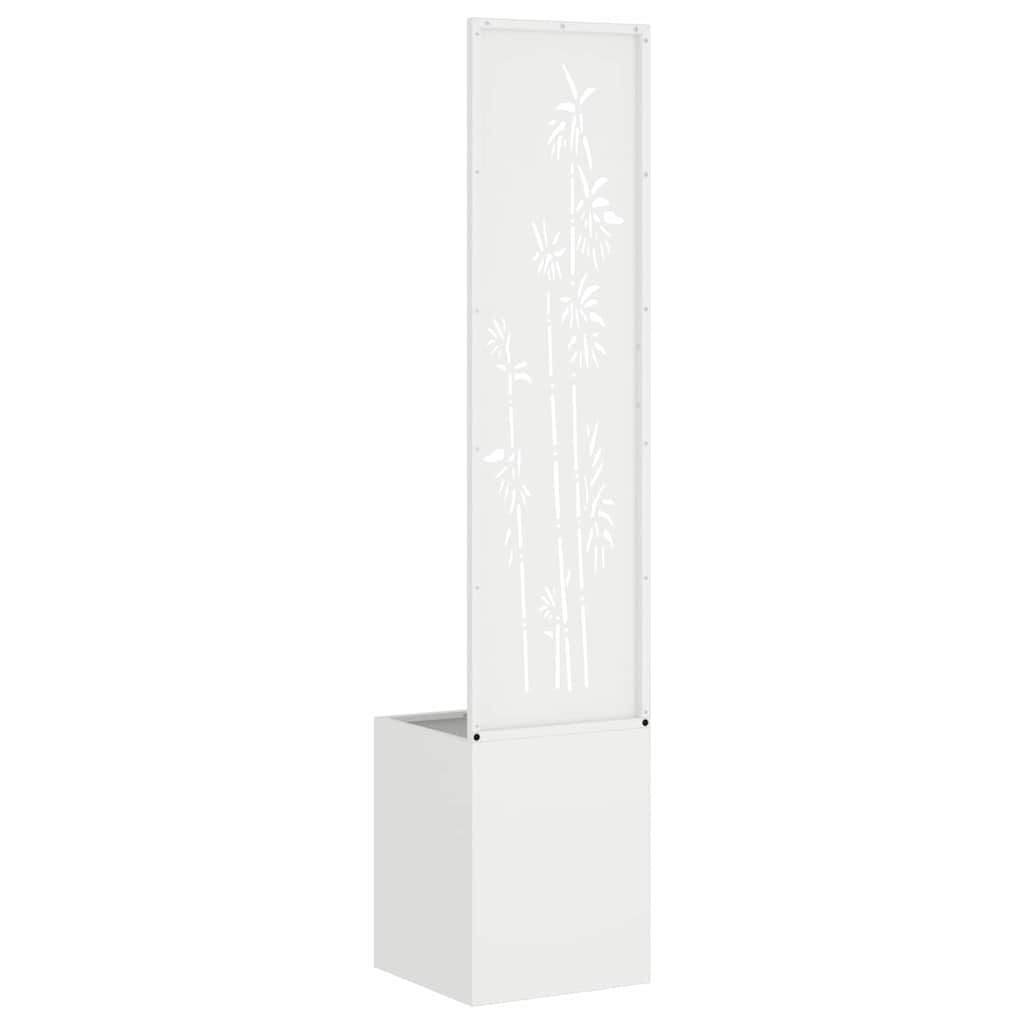 Trädgårds integritetsskärm Vit 32 x 140 cm Kallvalsat stål