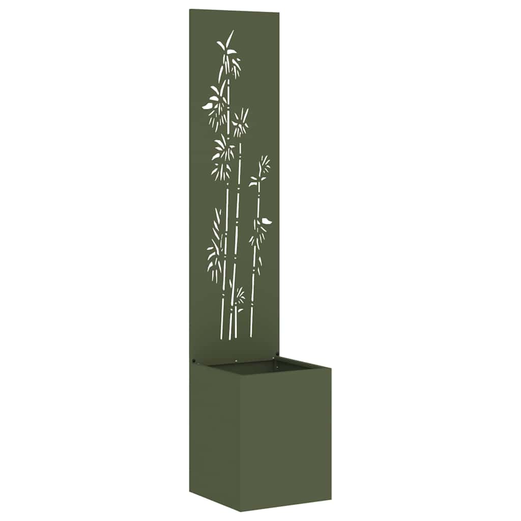 Trädgårds integritetsskärm Olivgrön 32 x 140 cm Kallvalsat stål