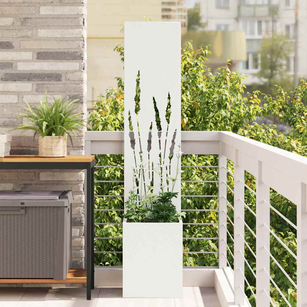 Trädgårds integritetsskärm Vit 32 x 32 x 150 cm Kallvalsat stål