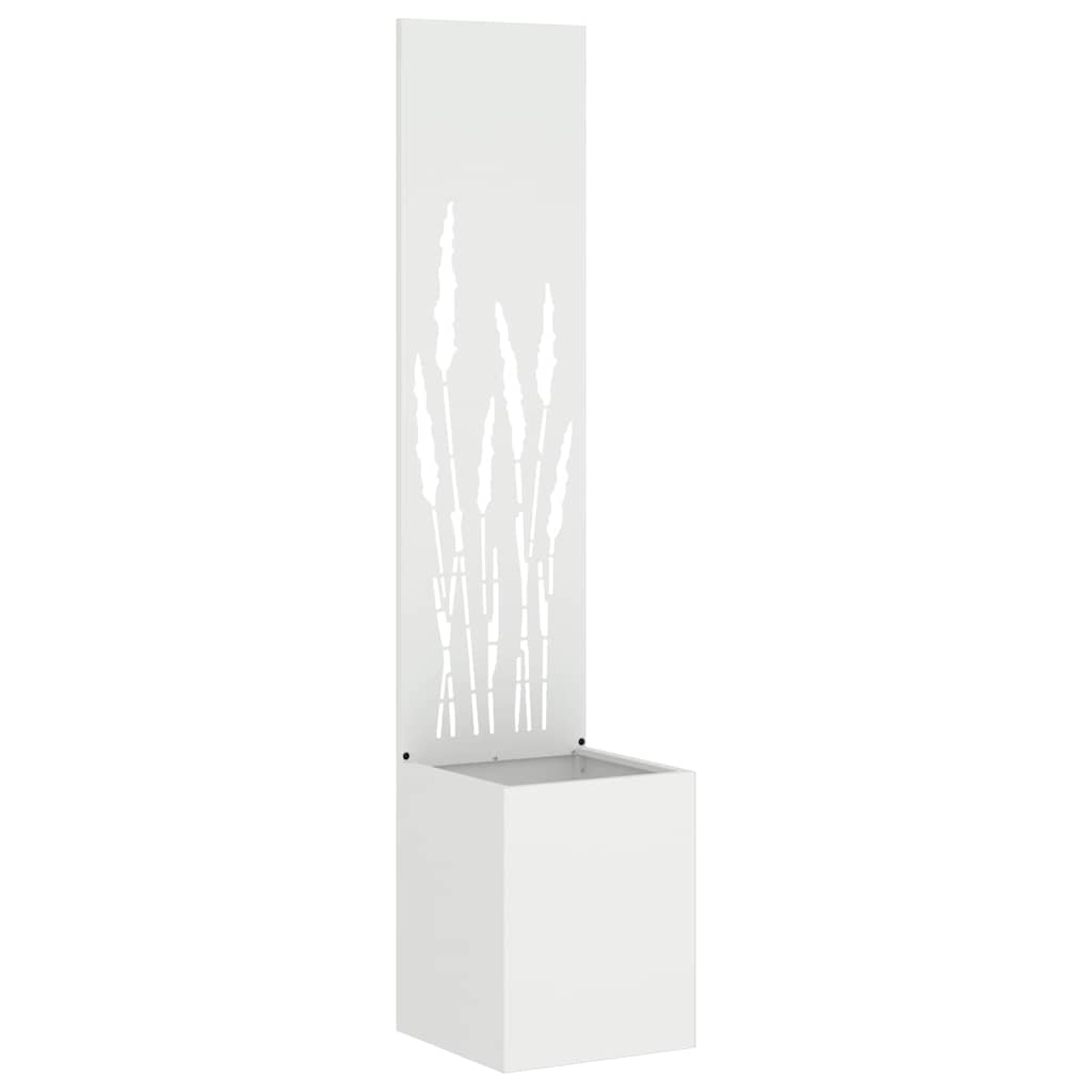 Trädgårds integritetsskärm Vit 32 x 140 cm Kallvalsat stål