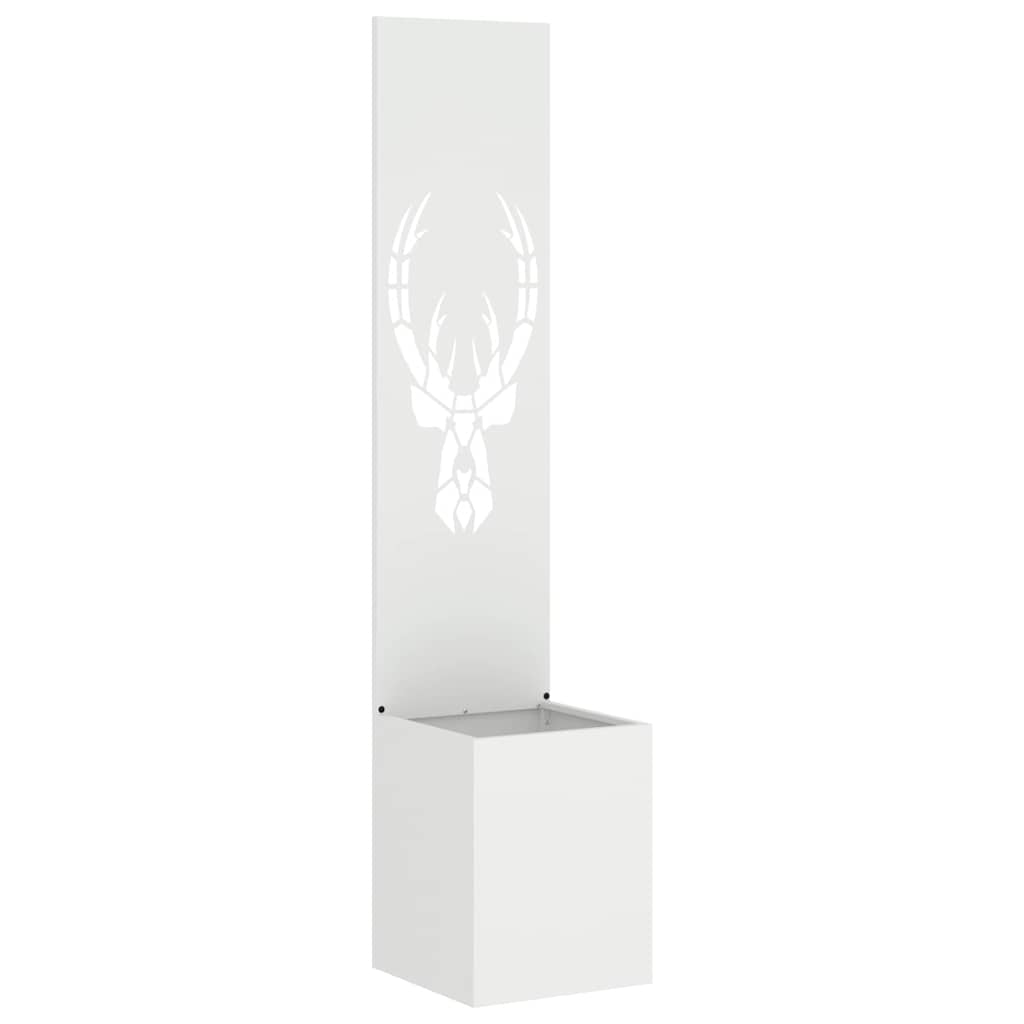 Trädgårds integritetsskärm Vit 32 x 140 cm Kallvalsat stål