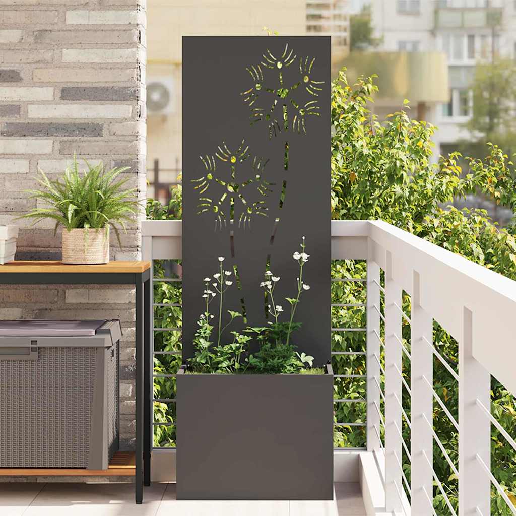 Trädgårds integritetsskärm Blommor Svart 50 x 32 x 150 cm