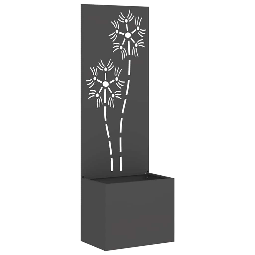 Trädgårds integritetsskärm Blommor Svart 50 x 32 x 150 cm