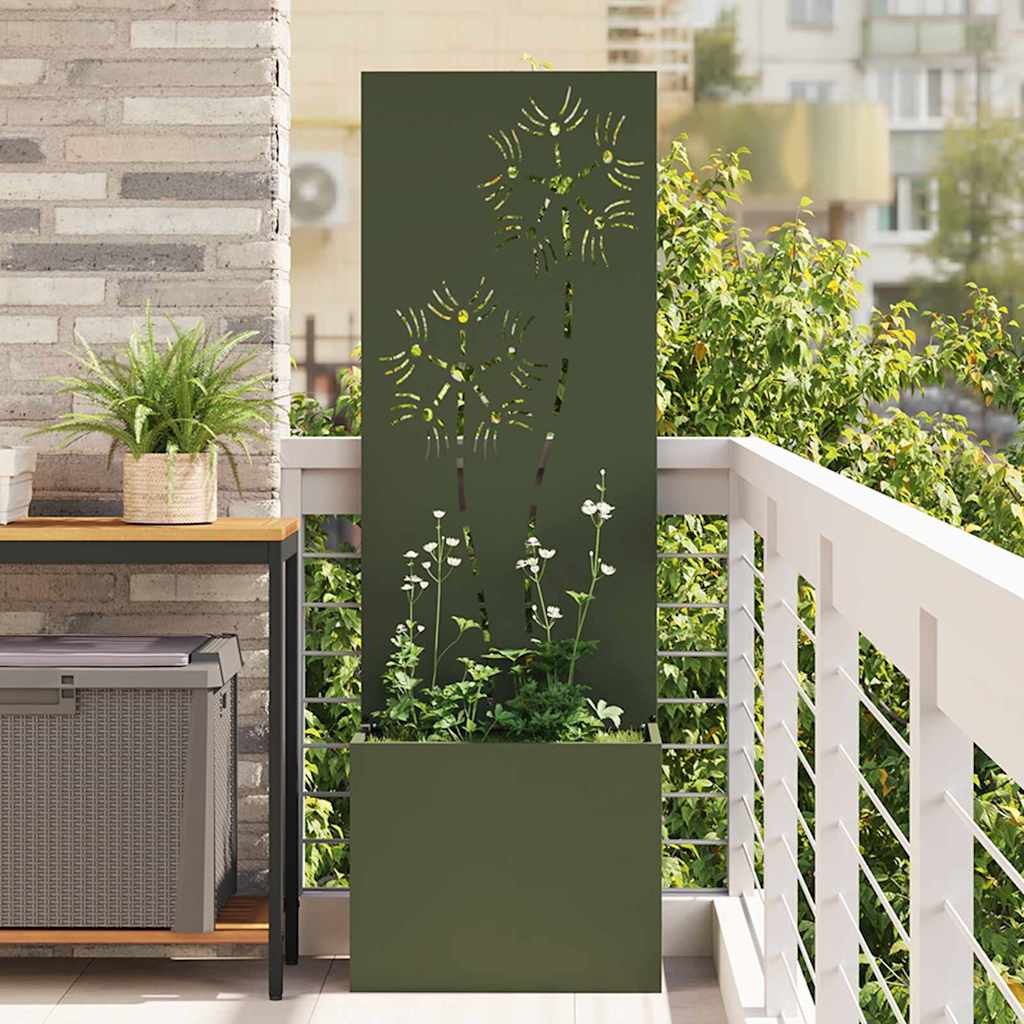 Trädgårds integritetsskärm Blommor Olivgrön 50 x 32 x 150 cm