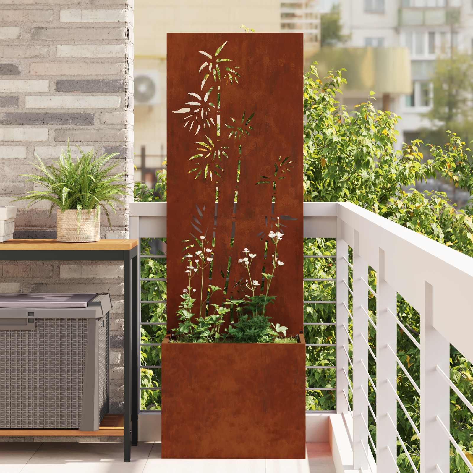 Trädgårds integritetsskärm Rostig 50 x 32 x 150 cm cortenstål