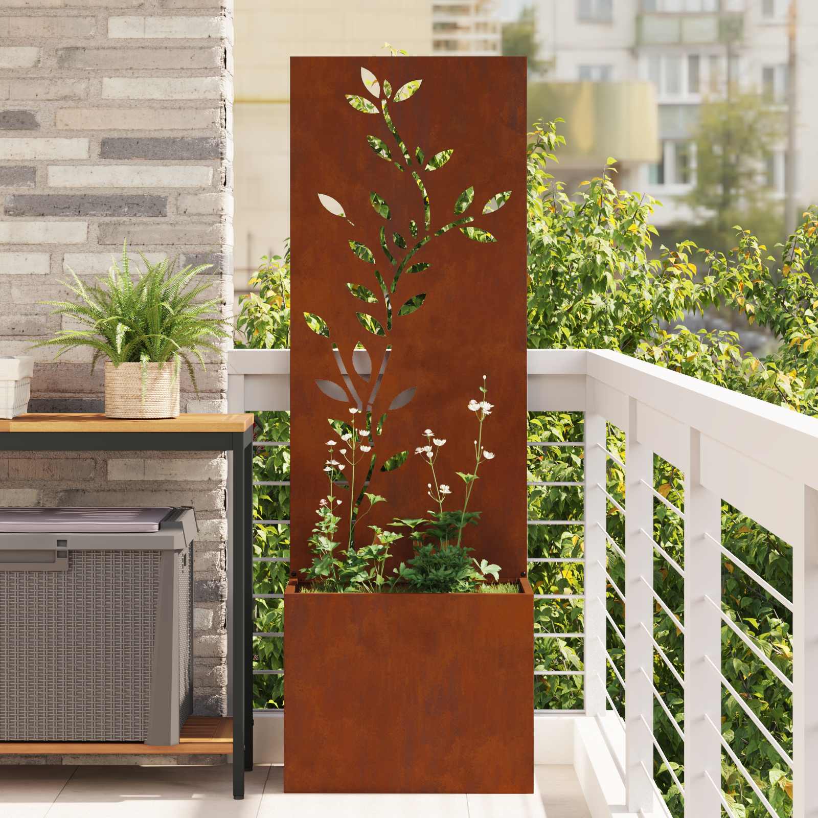 Trädgårds integritetsskärm Rostig 50 x 32 x 150 cm cortenstål