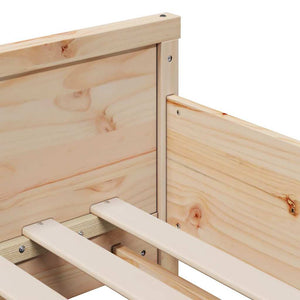 Sängram med madrass med huvudgavel Brun 80 x 200 cm Massiv furu