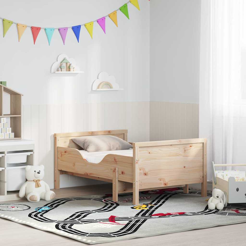 Sängram med madrass med huvudgavel Brun 80 x 200 cm Massiv furu