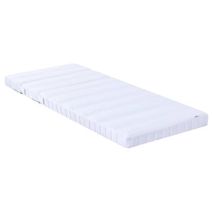 Sängram med madrass med huvudgavel Vit 80 x 200 cm Massiv furu