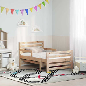 Sängram med madrass med huvudgavel Brun 80 x 200 cm Massiv furu