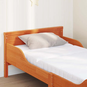 Sängram med madrass med huvudgavel Brun 80 x 200 cm Massiv furu