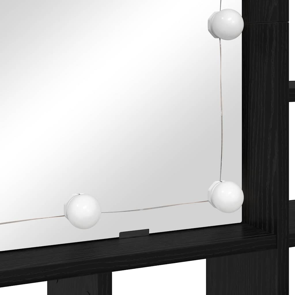 Spegelskåp med hylla Svart Ek 91 x 15 x 76,5 cm Konstruerat trä