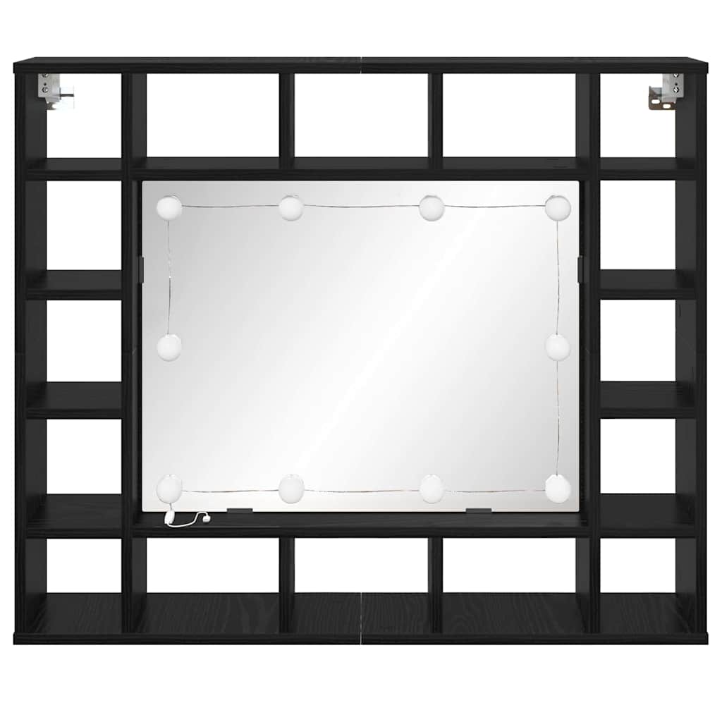 Spegelskåp med hylla Svart Ek 91 x 15 x 76,5 cm Konstruerat trä