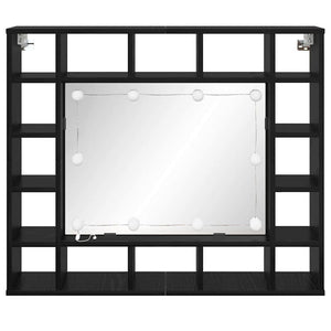 Spegelskåp med hylla Svart Ek 91 x 15 x 76,5 cm Konstruerat trä