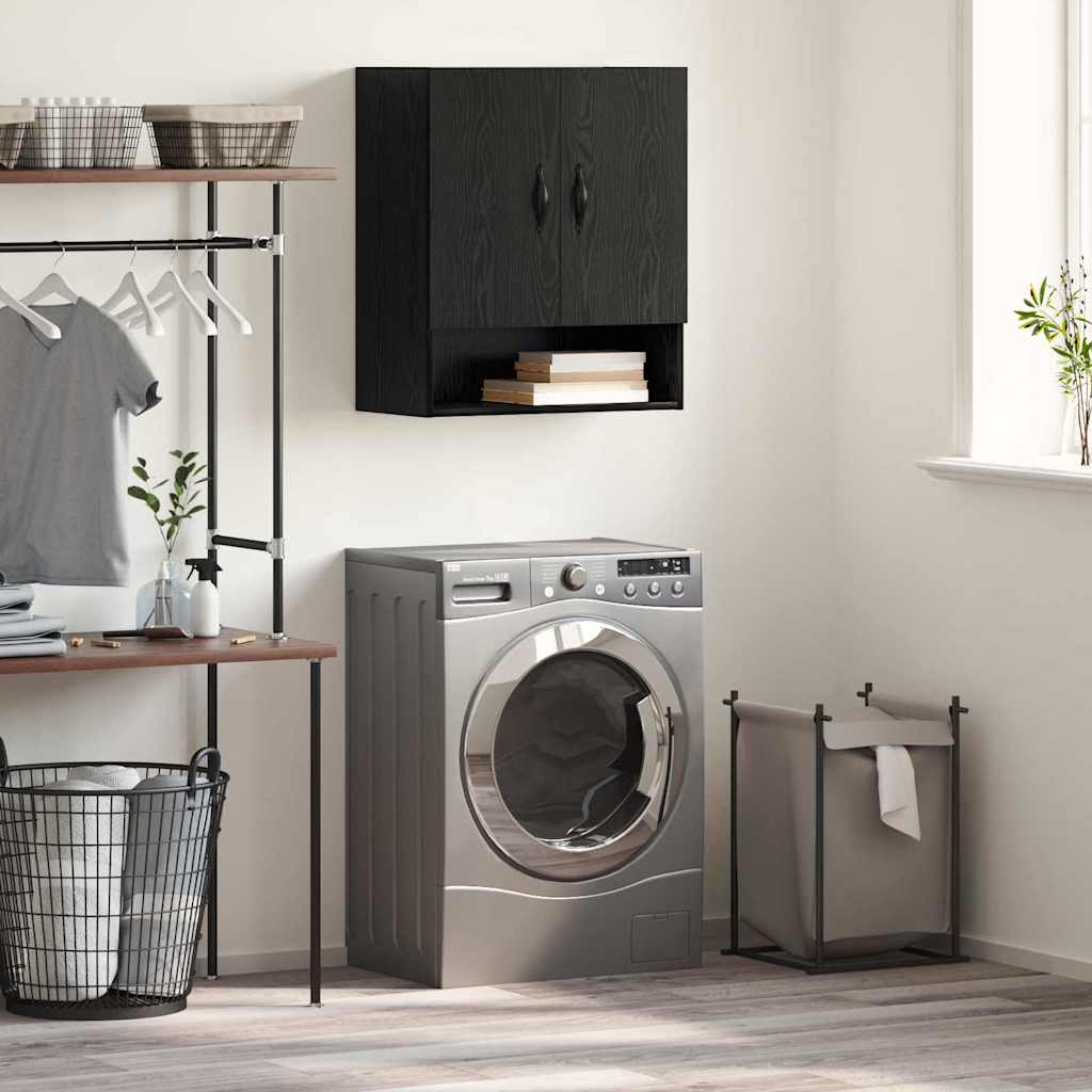 Väggmonterat skåp Svart Ek 60 x 31 x 70 cm Konstruerat trä