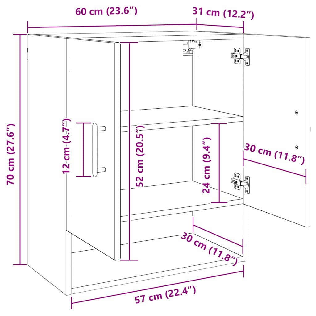 Väggmonterat skåp Gammalt trä 60 x 31 x 70 cm Konstruerat trä