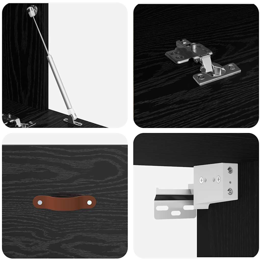 Väggmonterat skåp Svart Ek 100 x 36,5 x 35 cm Konstruerat trä