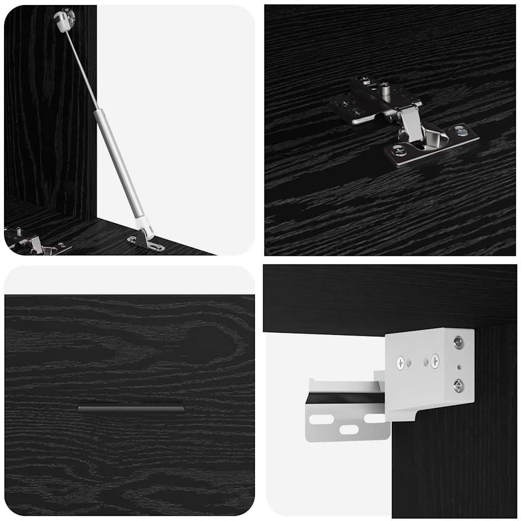 Väggmonterat skåp Svart Ek 100 x 36,5 x 35 cm Konstruerat trä