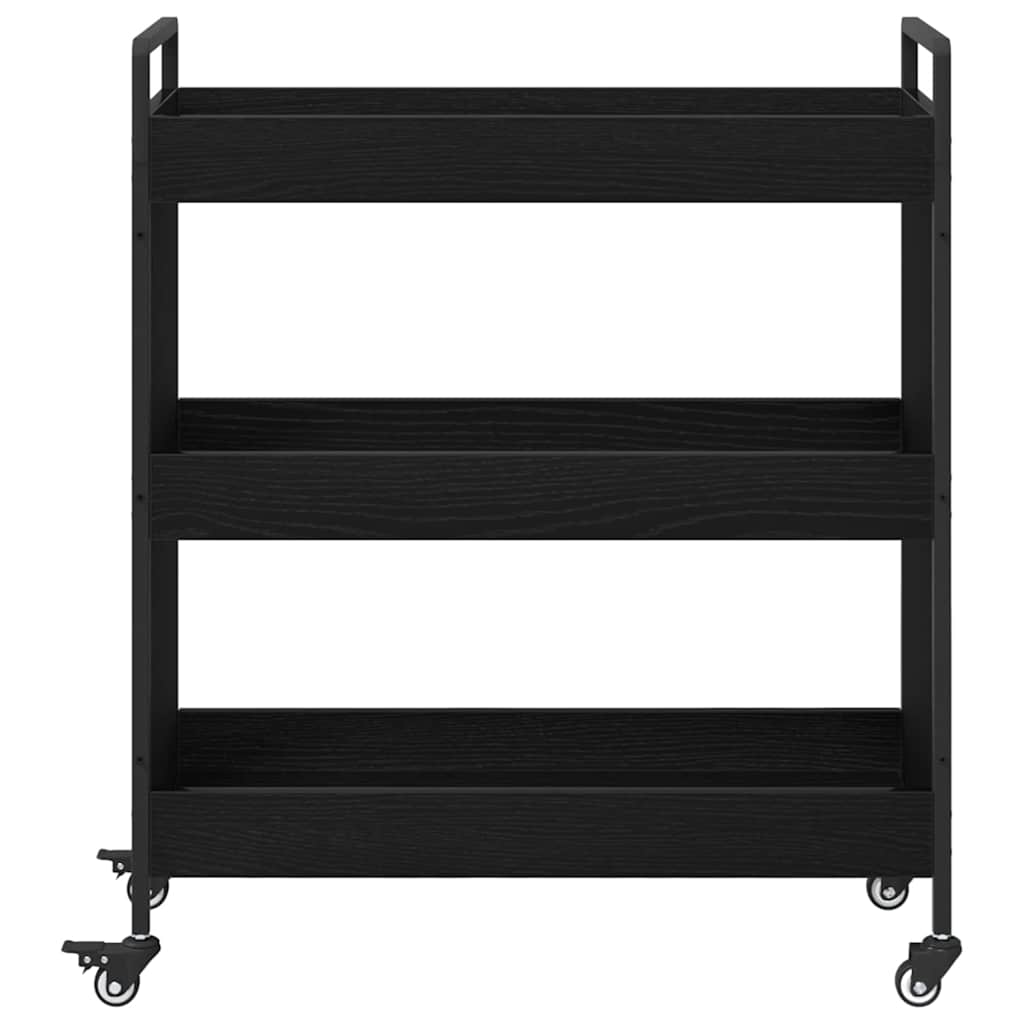 Köksvagn Svart Ek 70 x 30 x 82 cm Konstruerat trä