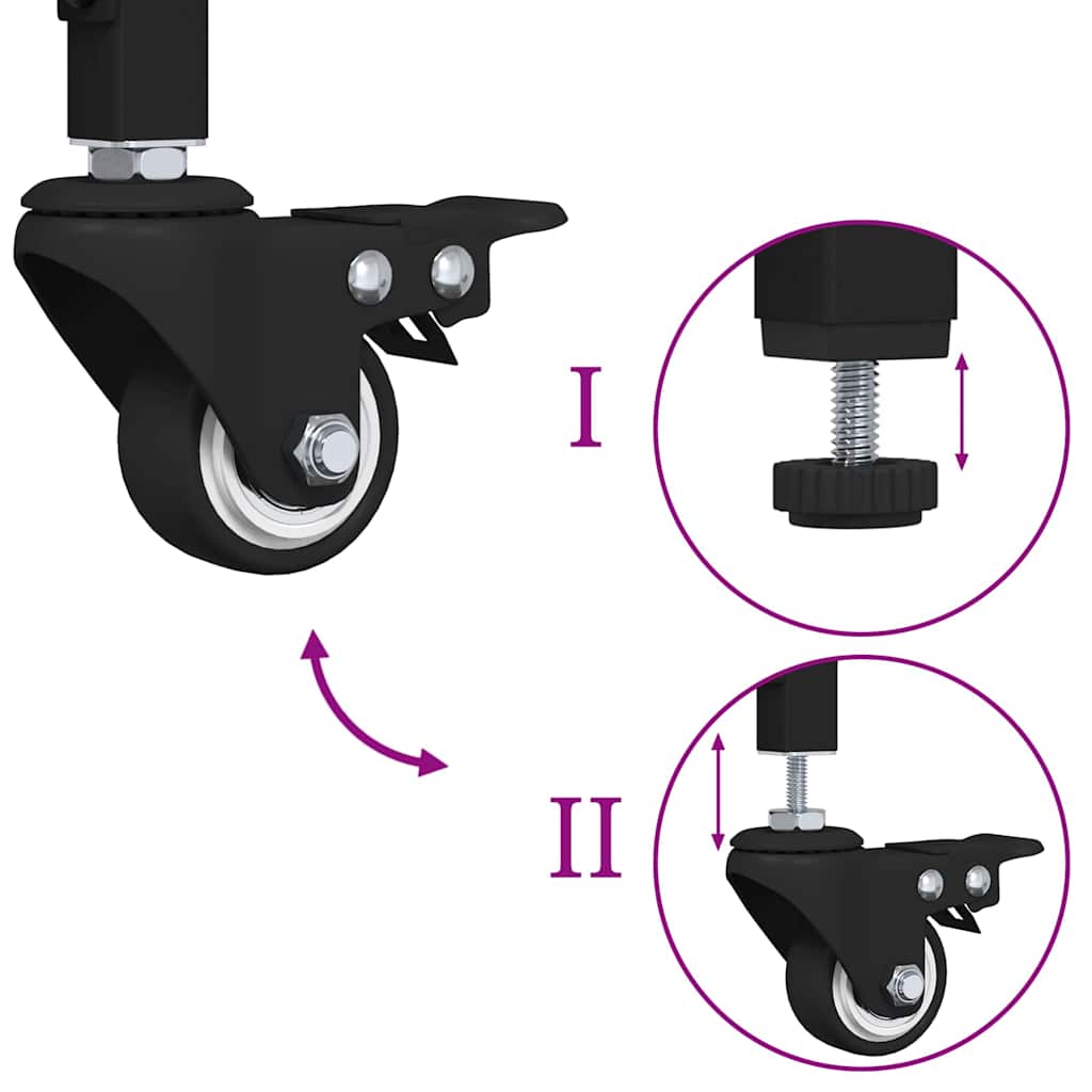 Köksvagn Svart Ek 70 x 30 x 82 cm Konstruerat trä
