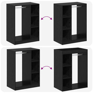 Garderob med hylla med lagring Svart Ek 77 x 48 x 102 cm