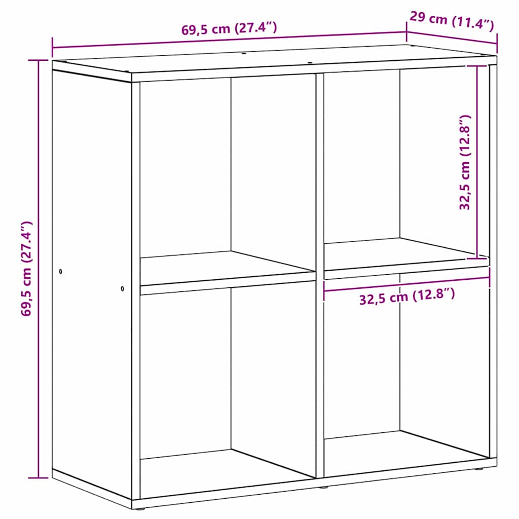 Bokskåp Svart Ek 69,5 x 29 x 69,5 cm Konstruerat trä