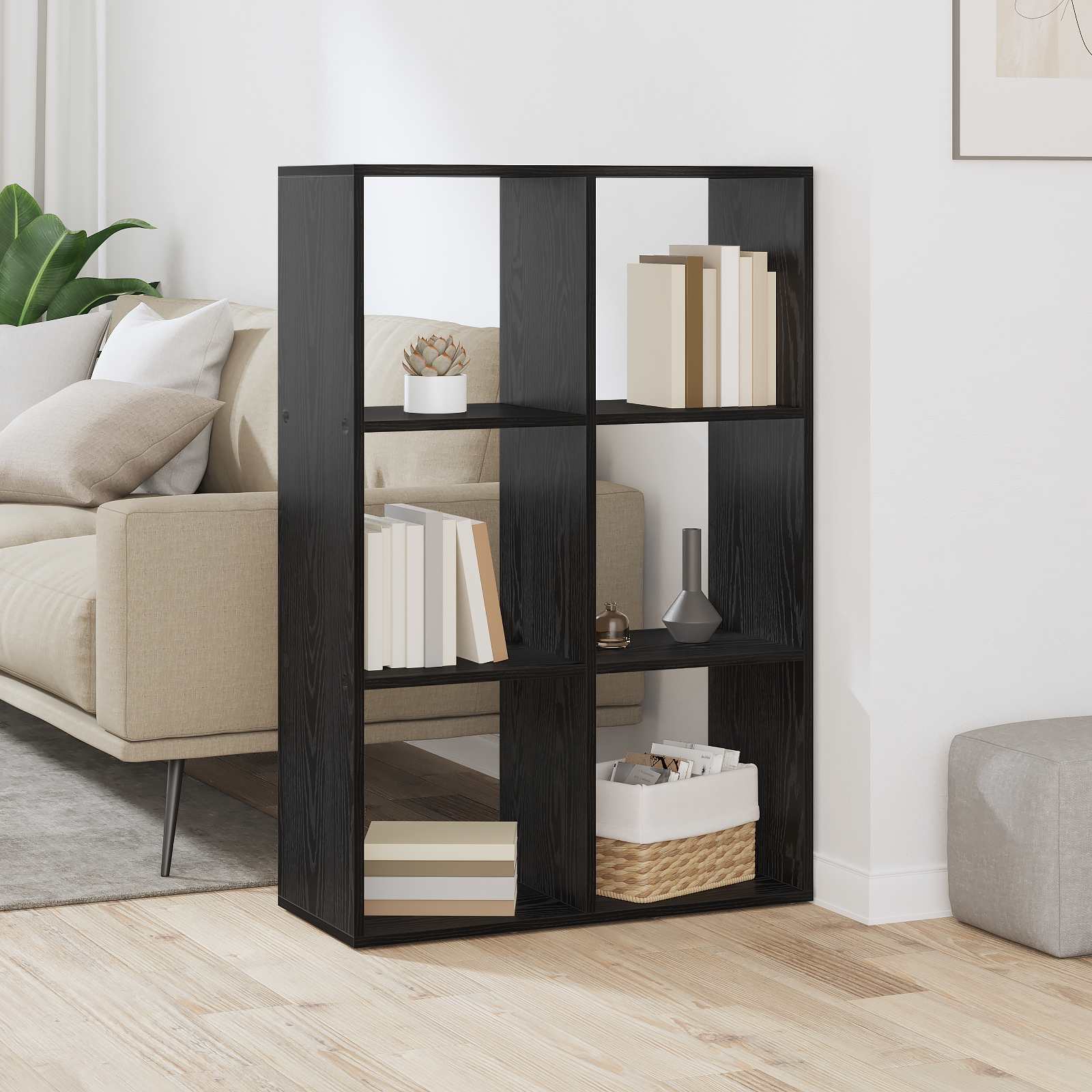 Bokskåp Svart Ek 69,5 x 29 x 103,5 cm Konstruerat trä