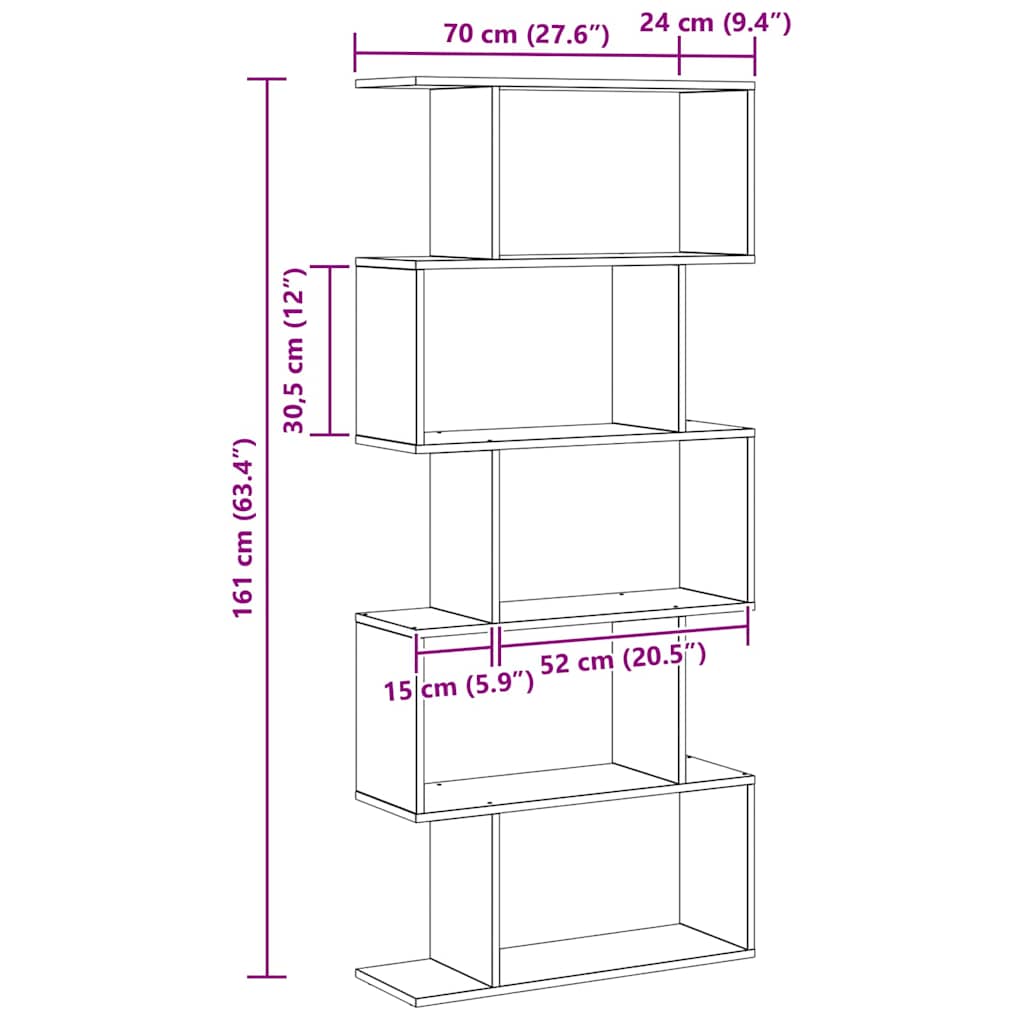 Bokskåp Svart Ek 70 x 24 x 161 cm Konstruerat trä