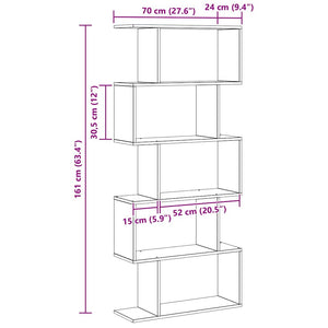 Bokskåp Svart Ek 70 x 24 x 161 cm Konstruerat trä