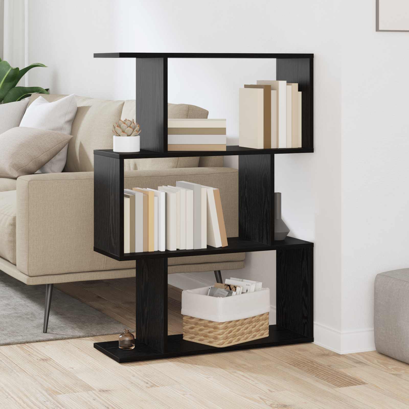 Bokskåp Svart Ek 70 x 24 x 97 cm Konstruerat trä