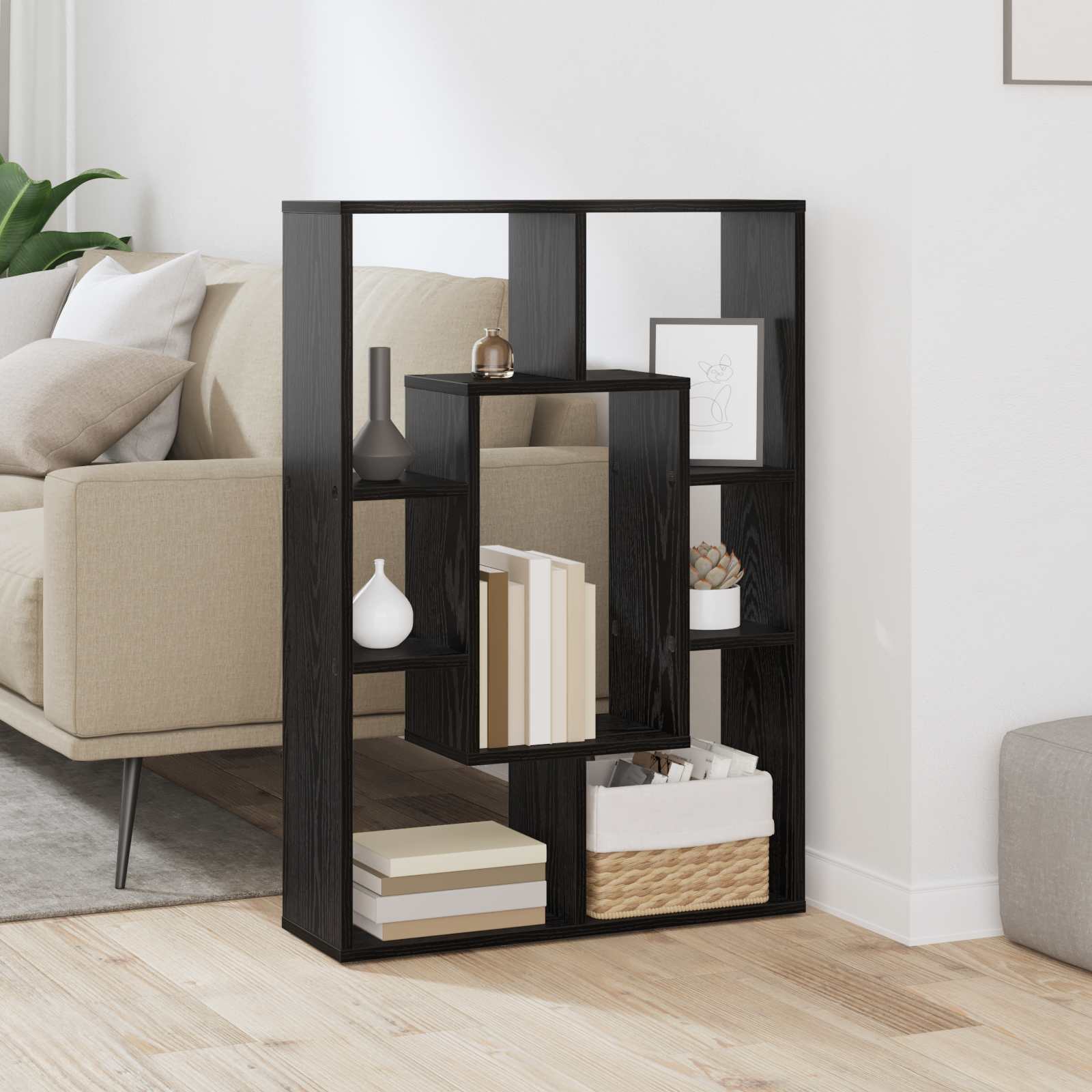 Bokskåp Svart Ek 63 x 20 x 90 cm Konstruerat trä