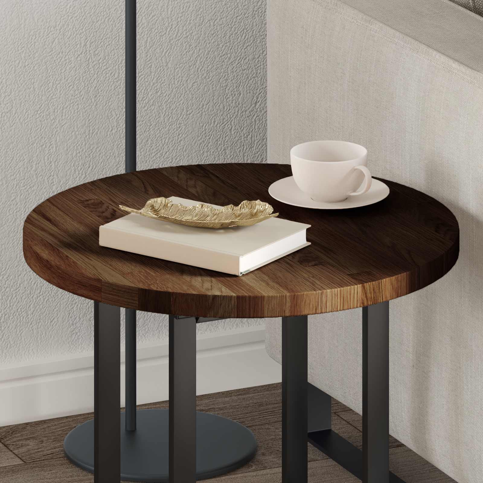 Bordsskiva Ljusbrun Ø 50 x 2,5 cm Massivt Ekträ