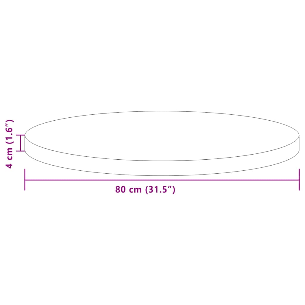 Bordsskiva Ljusbrun Ø 80 x 4 cm Massivt Ekträ