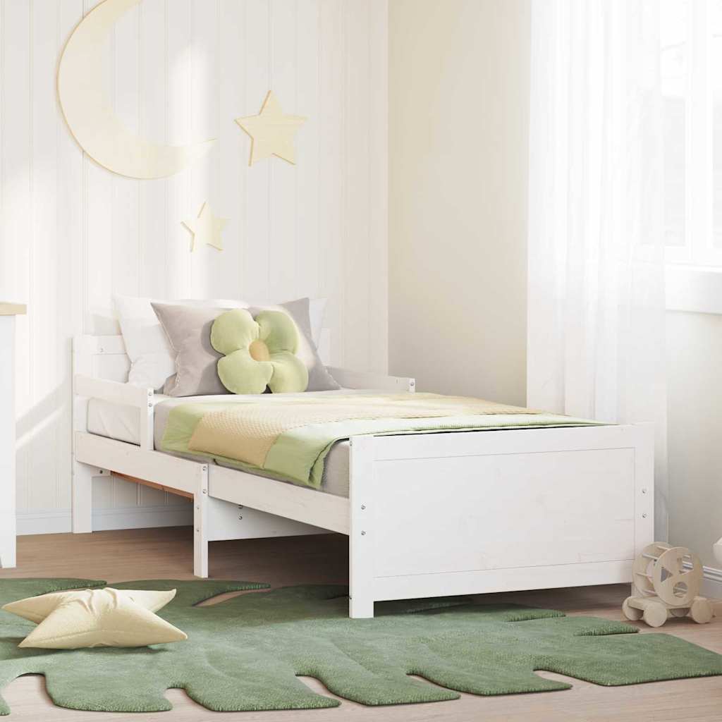 Sängram med huvudgavel Vit 80 x 200 cm Konstruerat trä