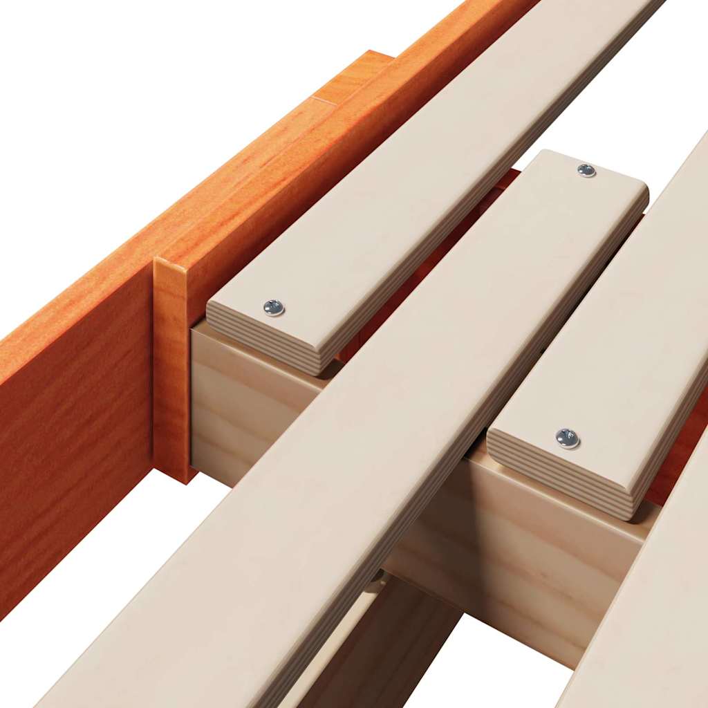 Sängram med huvudgavel Vaxbrun 80 x 200 cm Konstruerat trä