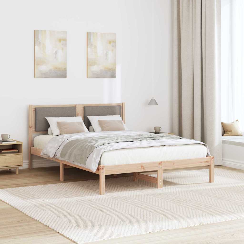 Sängram med huvudgavel Taupe 150 x 200 cm Massiv furu