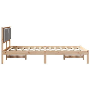 Sängram med Klädd Huvudgavel Ljusgrå 120 x 200 cm Massiv furu
